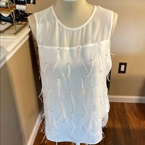 Vince Camuto Embellished Sleeveless white  Blouse